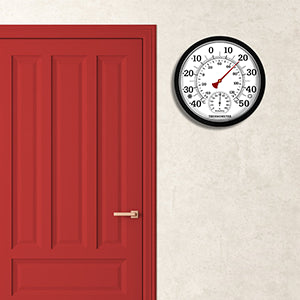 25CM Stor Termometer Hygrometer - Inomhus Utomhus Trädgård Väggmonterad