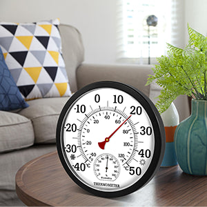 25CM Stor Termometer Hygrometer - Inomhus Utomhus Trädgård Väggmonterad