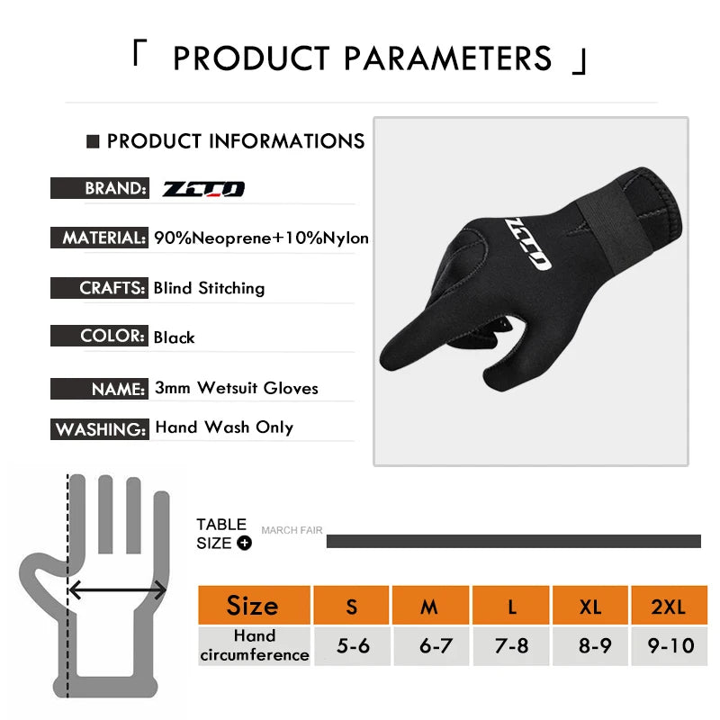 3mm Neoprene Diving Gloves Mens Womens Non-slip Swimming Gloves Black Warm Wetsuit Gloves for Kayak Surfing Snorkeling Hunting d