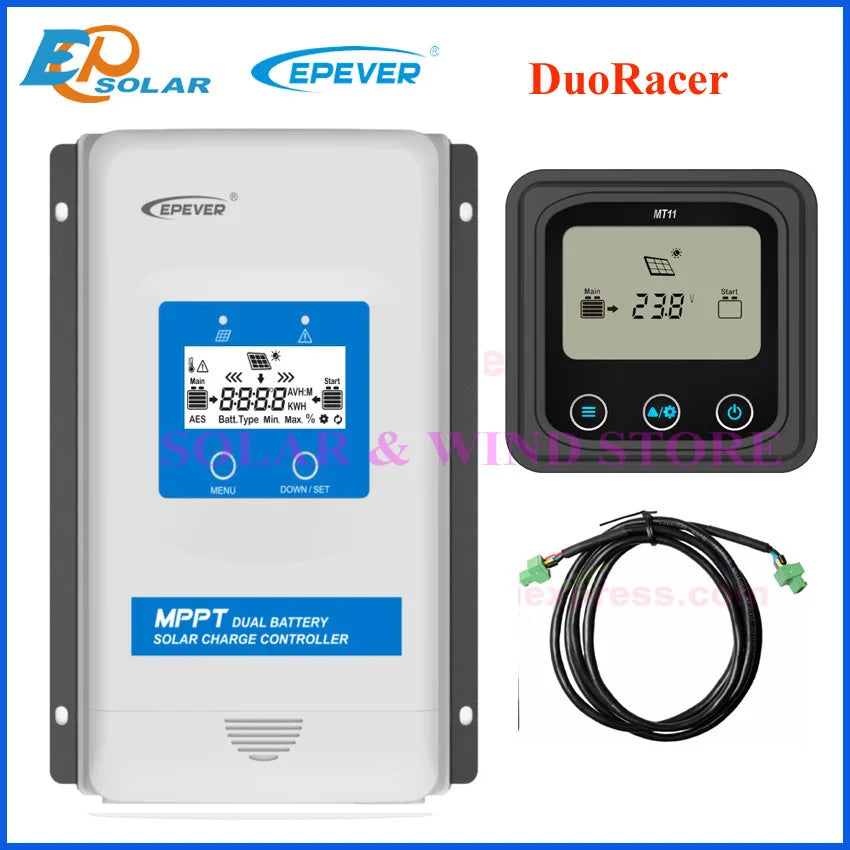EPEVER DuoRacer MPPT Solarladdningsregulator 10A 20A 30A – Dubbelt batterisystem DR-serien Controller with MT11