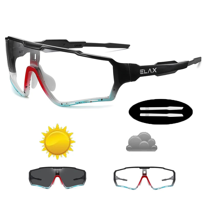 ELAX Fotokromatiska Sportglasögon – Unisex Cykel & MTB