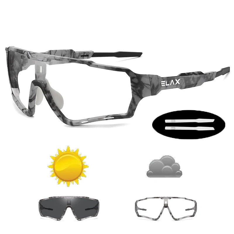 ELAX Fotokromatiska Sportglasögon – Unisex Cykel & MTB