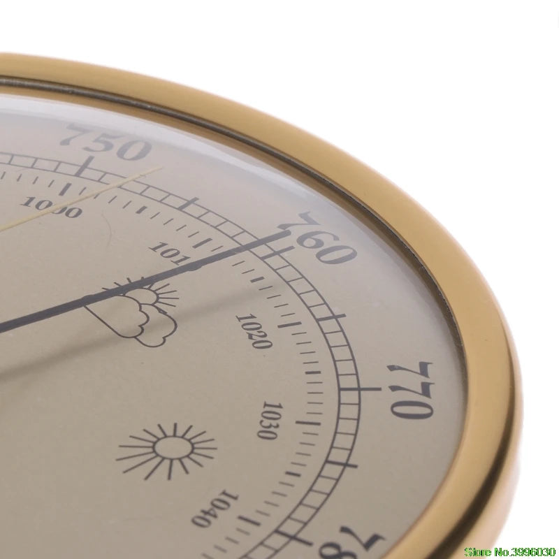 Väggmonterad Barometer Termometer Hygrometer 3-i-1 - Analog Väderstation Guld