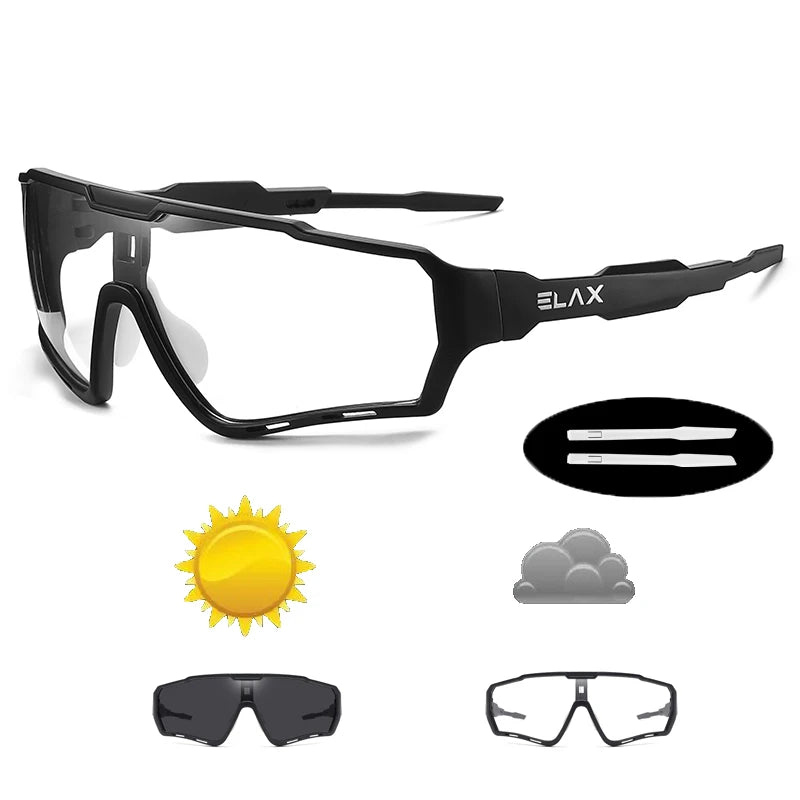 ELAX Fotokromatiska Sportglasögon – Unisex Cykel & MTB