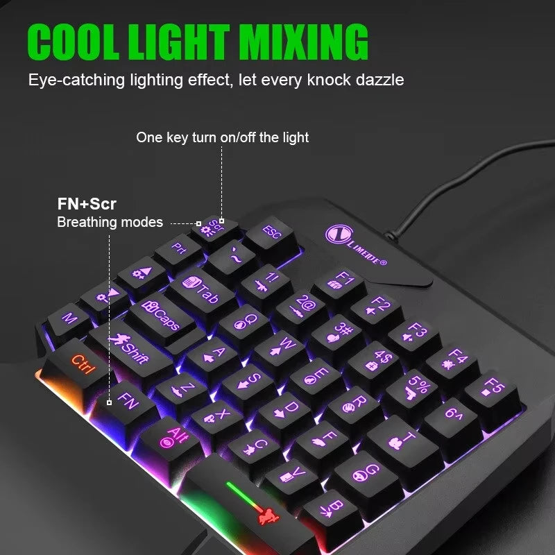 35-Tangent Gaming Keypad - Enhandstangentbord med Bakgrundsbelysning för MOBA & FPS