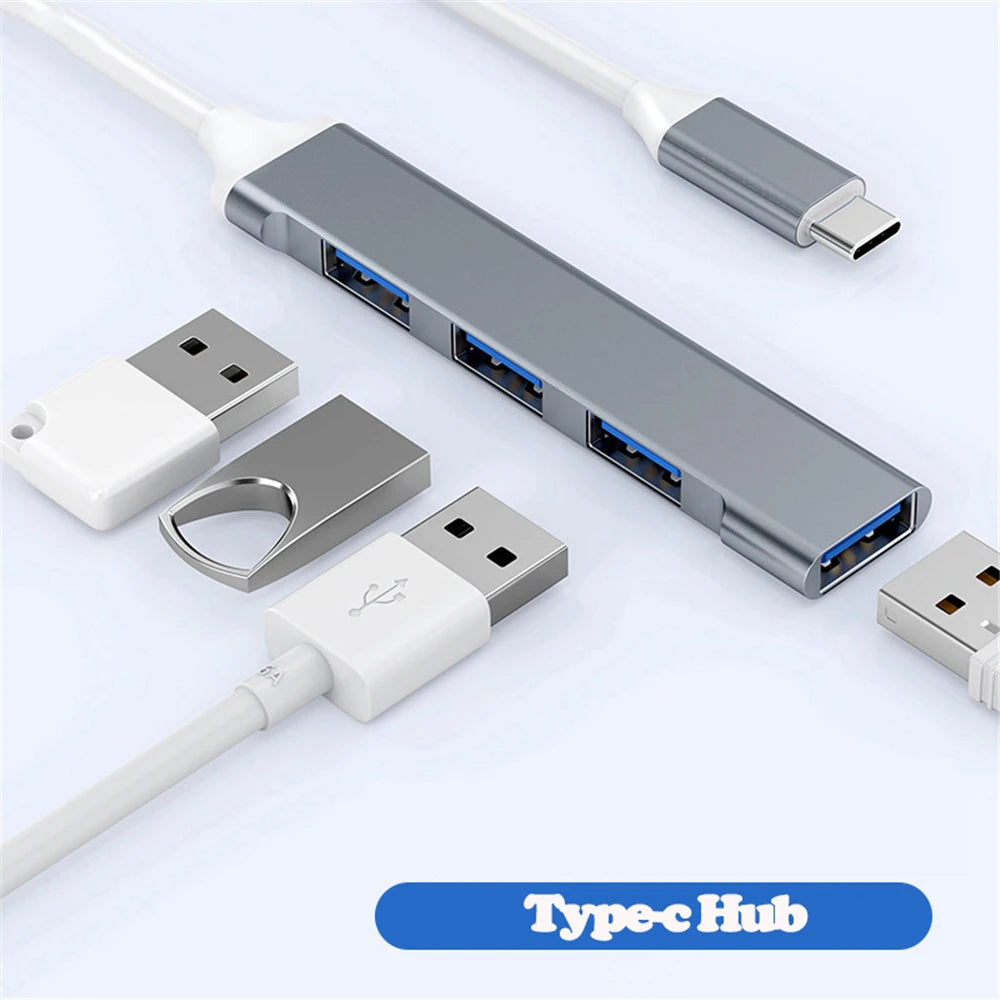 USB 3.0 Hub 4 Portar - Ultra High Speed Type-C Splitter 5Gbps - Universal Multi-Port för PC, Dator, Laptop & MacBook.