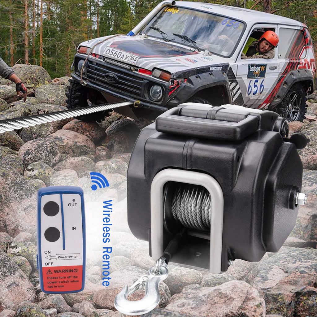 Elektrisk Vinsj 12V 3500LBS - Bärbar Båt & Trailer Vinsj med Trådlös Fjärrkontroll