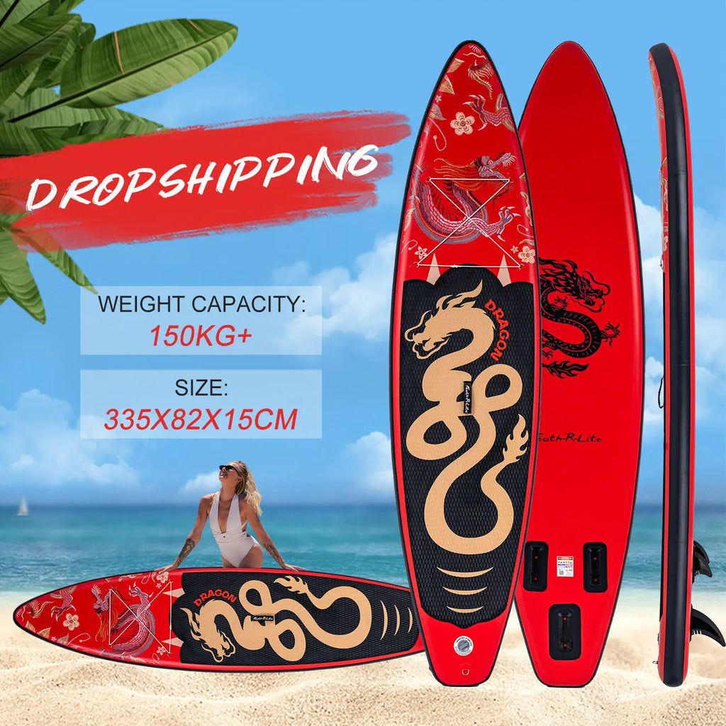 Uppblåsbar SUP-bräda 335cm - Komplett Set med Paddel, Pump & Tillbehör