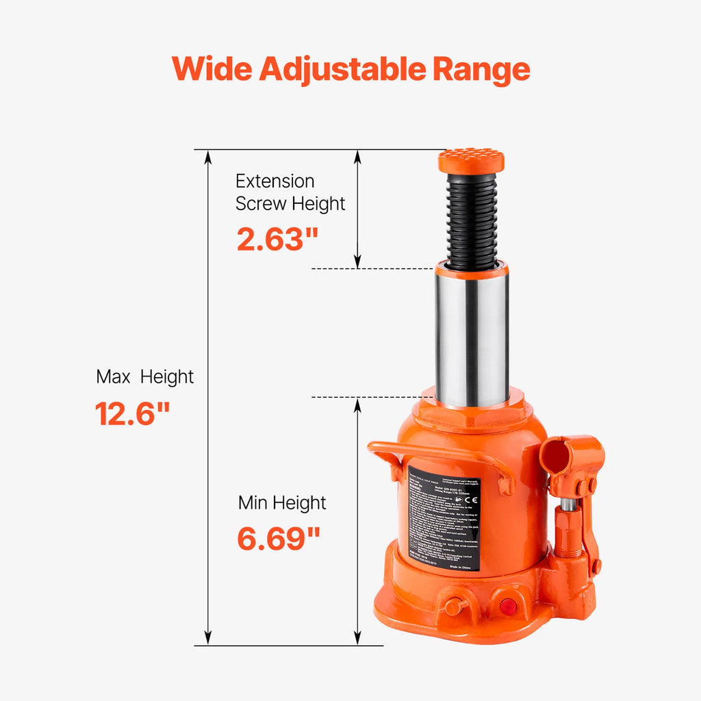 Hydraulisk Domkraft 20/30/50 Ton - Professionell Flaskdomkraft med Långt Handtag