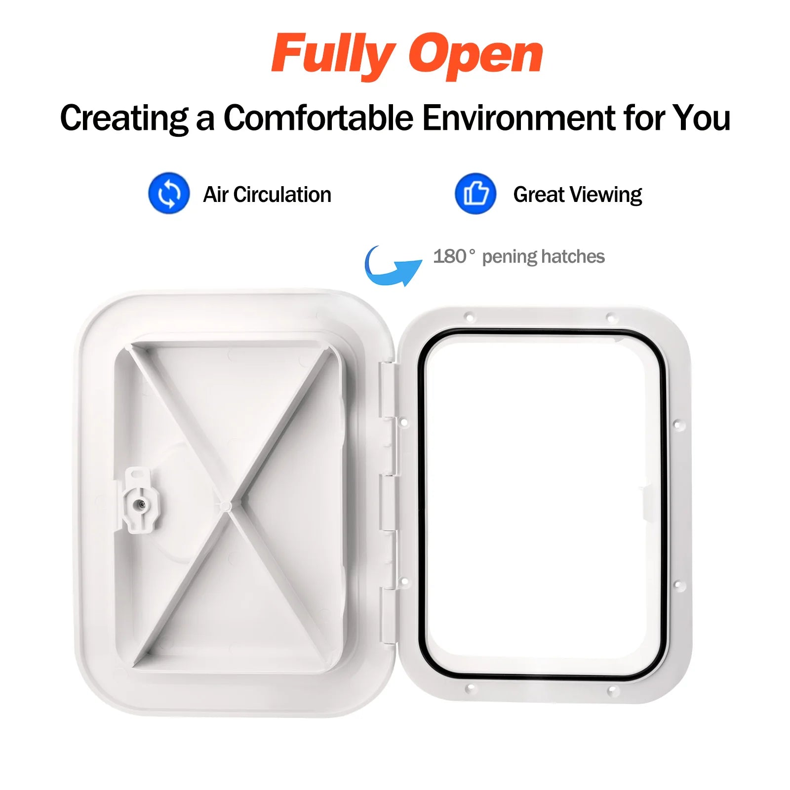 Marinlucka Vit 375 x 270 mm med 180° Öppning för Båt Husvagn Husbil