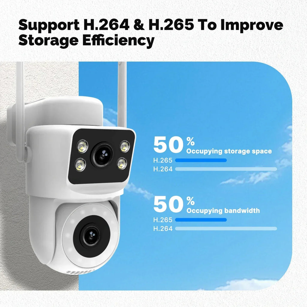 Moes Smart WiFi Utomhus Säkerhetskamera 8MP Dual Screen 2.4G/5G IP65 Vattentät