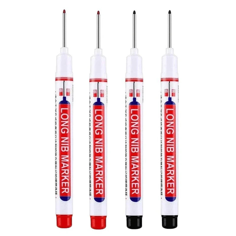 4Pcs/Set 20mm Deep Hole Long Nib Head Markers For Metal Perforating Pen Waterproof Bathroom Woodworking Decoration Multi-Purpose 2red 2black
