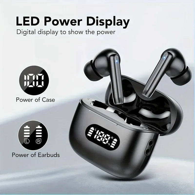 Trådlösa Hörlurar 40dB Brusreducering Bluetooth 5.3 med LED-Display