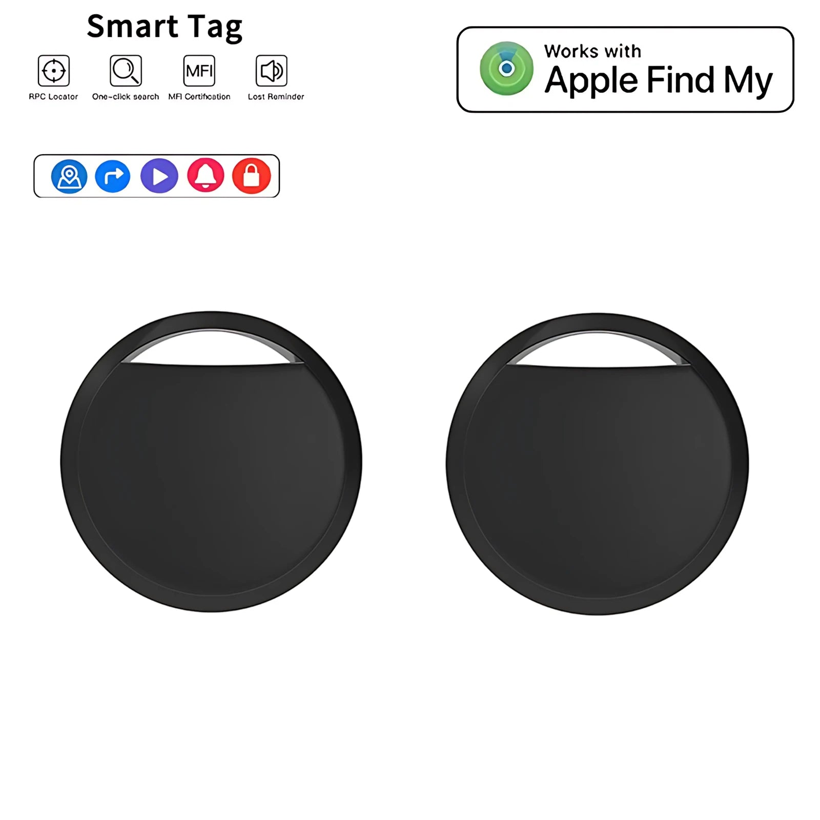 Mini GPS Tracker 2-Pack för iPhone - Apple Find My | MFI-Certifierad Bluetooth Spårare