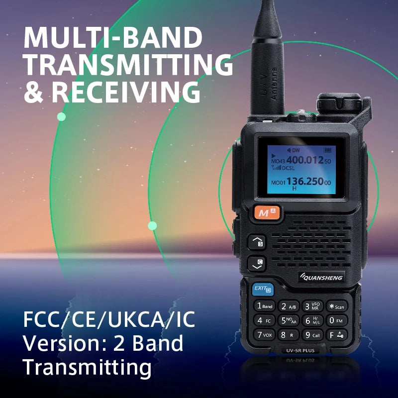 UV-5R PLUS Walkie-Talkie 5W – Dual Band UHF/VHF med FM, NOAA & Scrambler