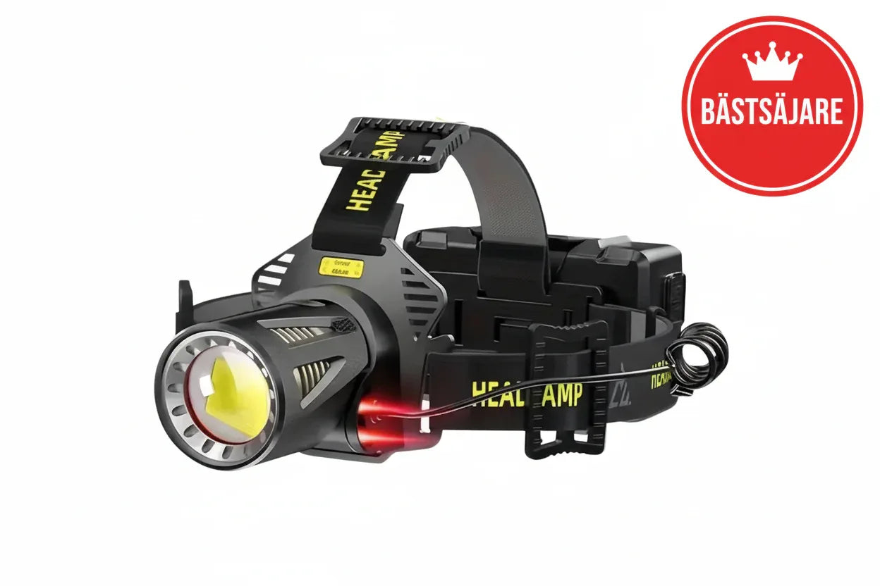 Kraftfull XHP360 LED Pannlampa - Uppladdningsbar Pannficklampa 2000 Lumen.