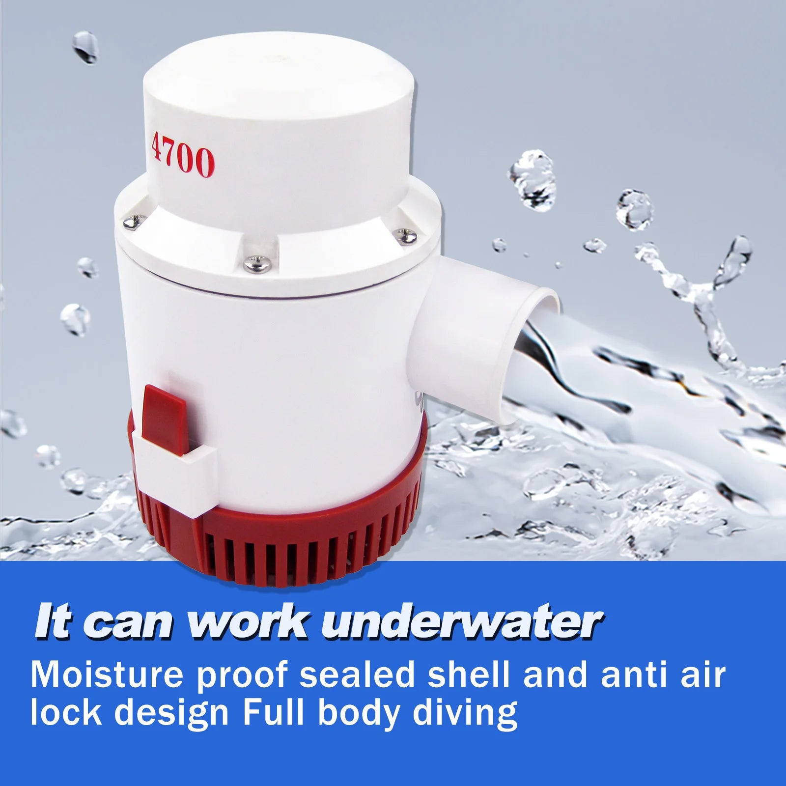 12V 4700GPH Marin Länspump Elektrisk Vattenpump för Båtar | Heavy Duty Nedsänkbar