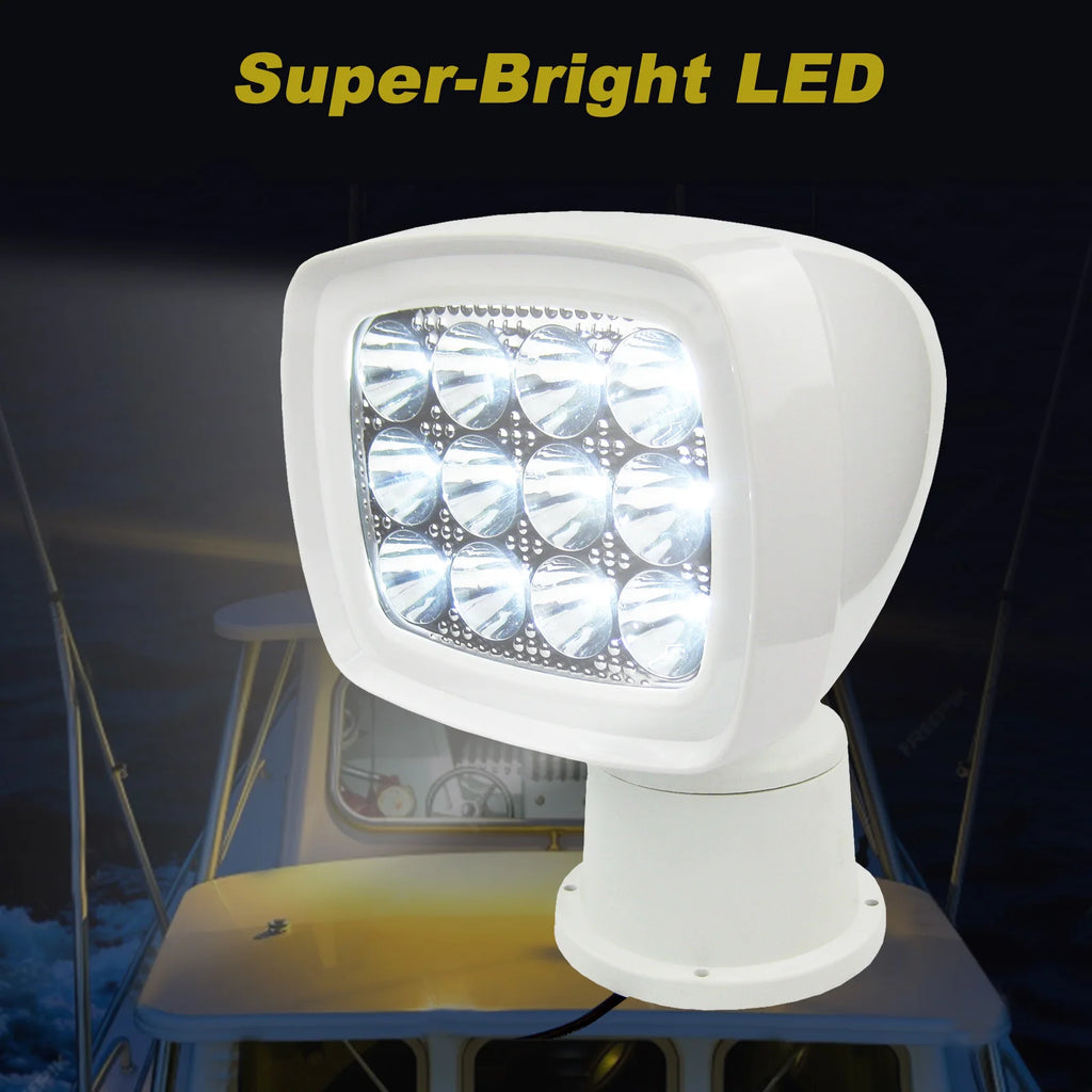 Wireless LED Remote Control Marine Searchlight 10-30V 60W 1600LM IP65 Boat Spotlight with RF Remote