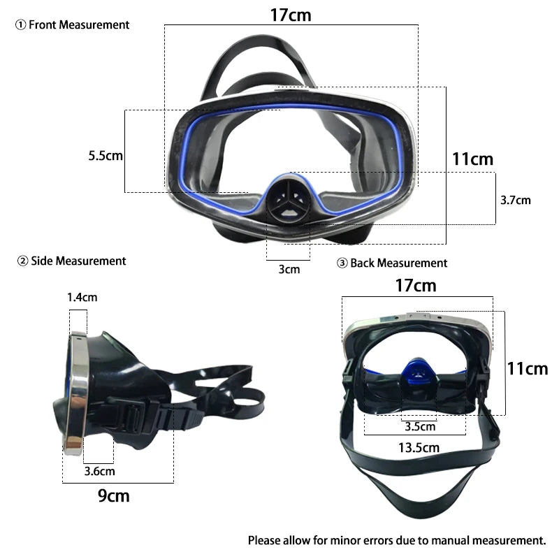 Professional Large Frame Diving Mask , With Nasal Valve, Adult,Swimming Goggles, Anti-fog Diving Goggles, Snorkeling Equipment