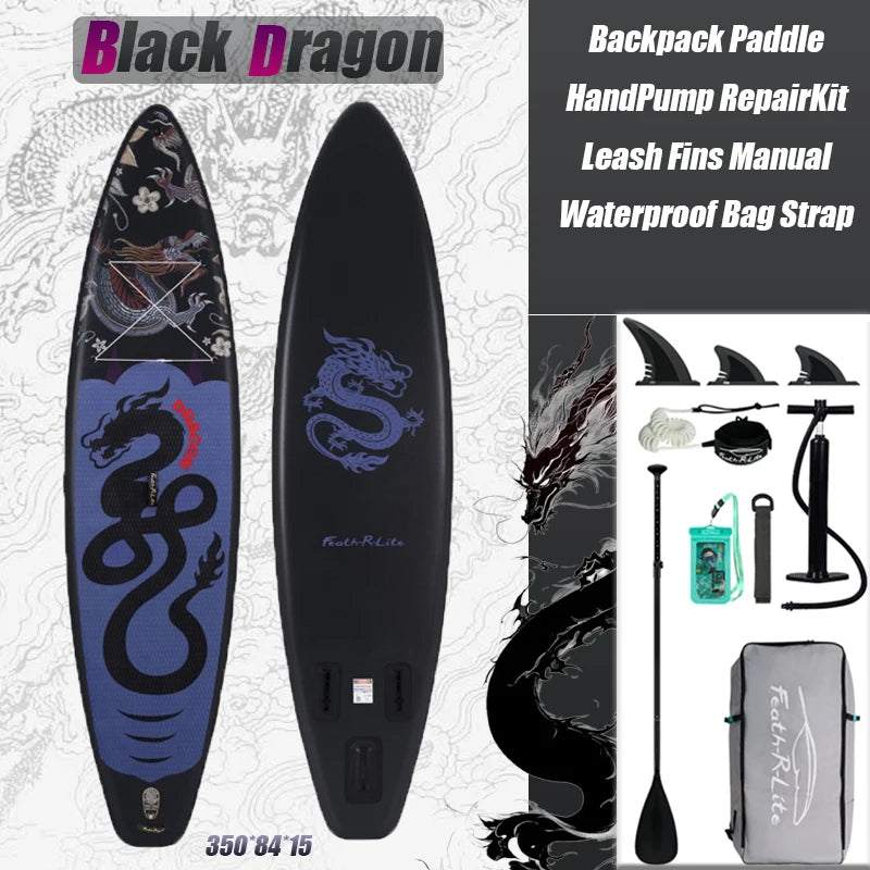 Uppblåsbar SUP-bräda 335cm - Komplett Set med Paddel, Pump & Tillbehör