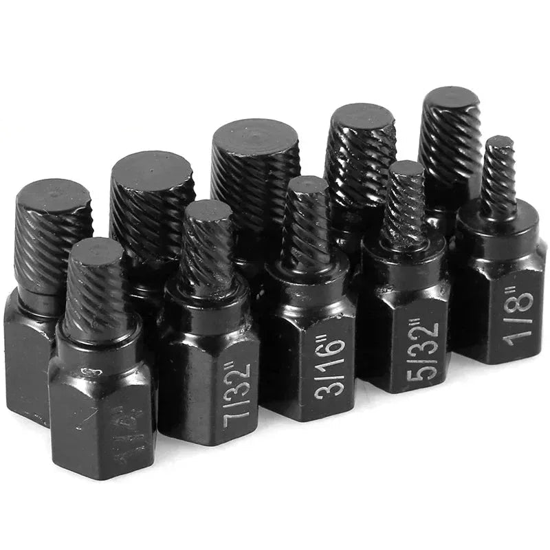 Skruvutdragare Set 10st - Legerat Stål - Borttagning av Skadade Skruvar