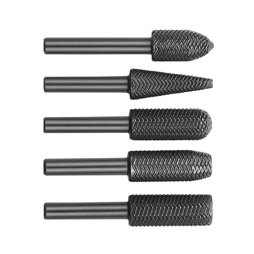 5-delars Roterande Raspfilsset Stål 6mm Skaft - DAZZLEEX Dubbelskärare för Metall & Trä