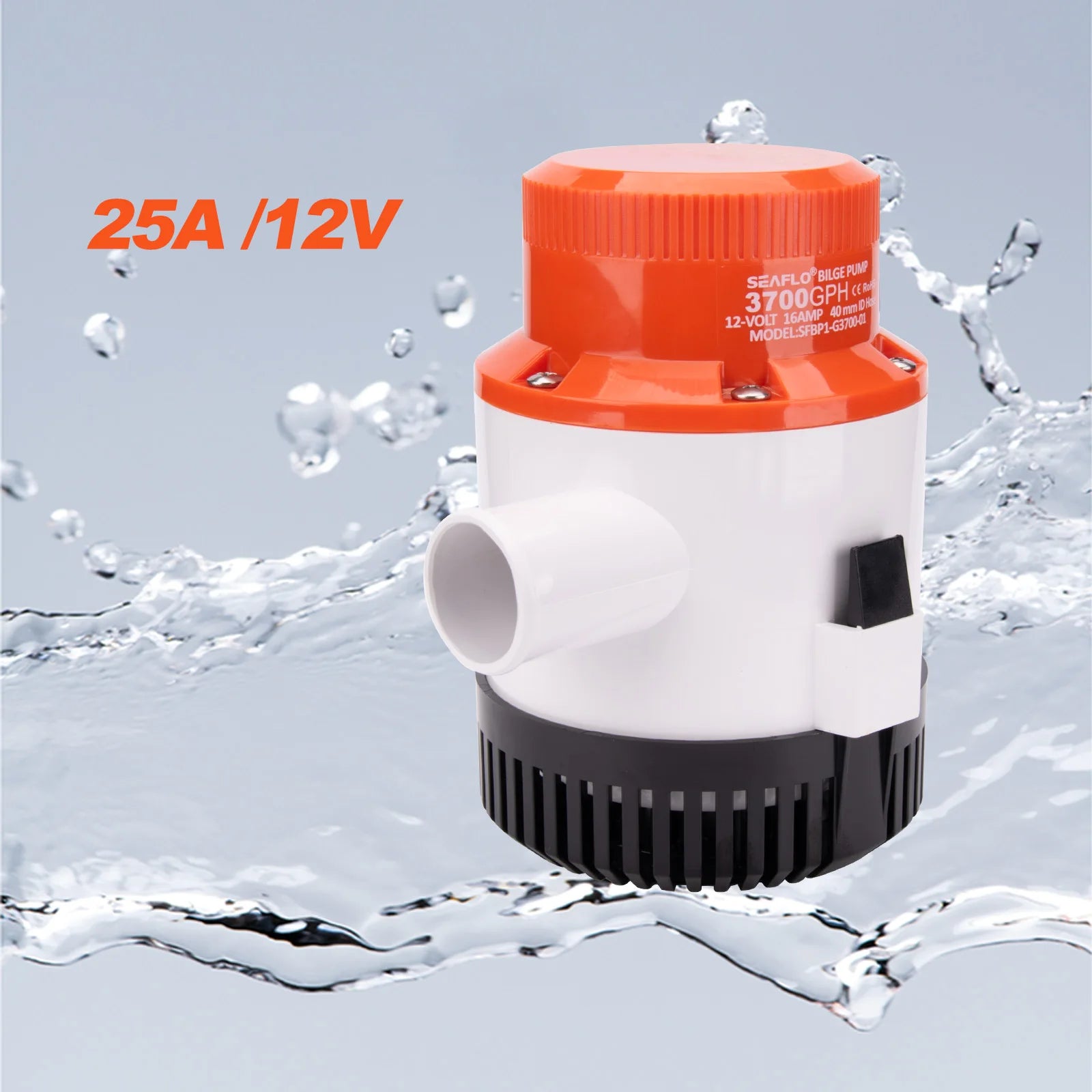 12V 3700GPH Högflödes Länspump för Båt | Kraftfull Elektrisk Båtpump för Dränering