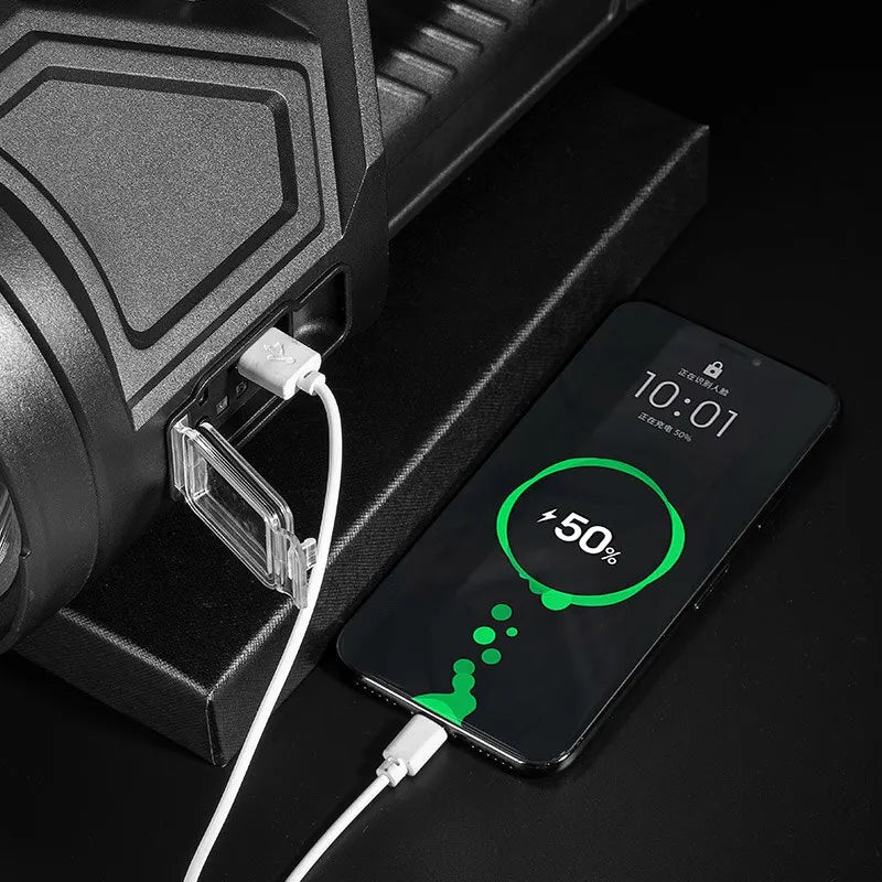 Kraftfull LED Strålkastare - Uppladdningsbar Söklampa med Powerbank 1800lm