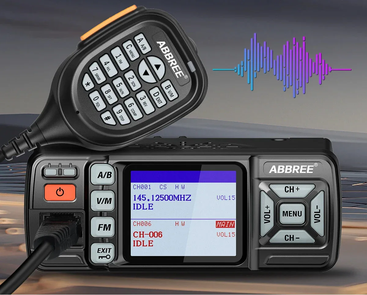 ABBREE AR-318 Professionell Bilradio 25W Dual Band VHF/UHF Walkie Talkie med Kryptering