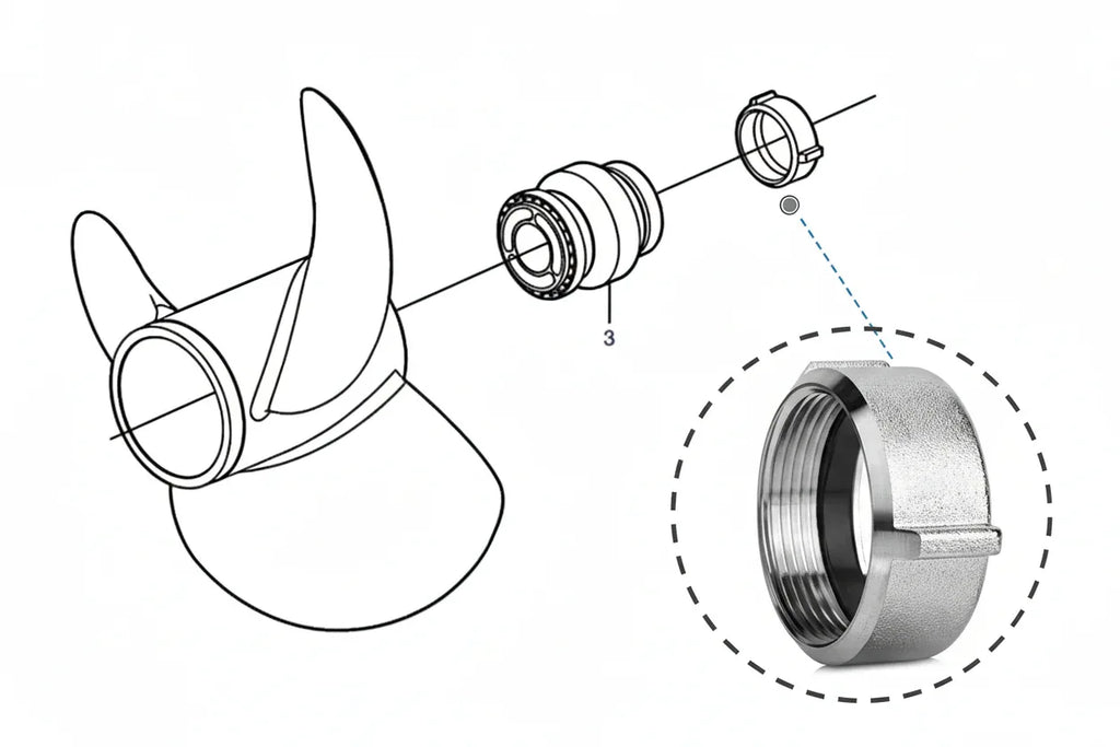 Propellermutter Mässing Krom DPS & DPS-A Volvo Penta 3851569