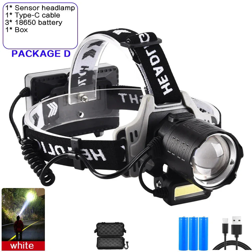 Kraftfull LED Pannlampa 120000lm - USB Laddbar med Sensor & Powerbank. VIT-D