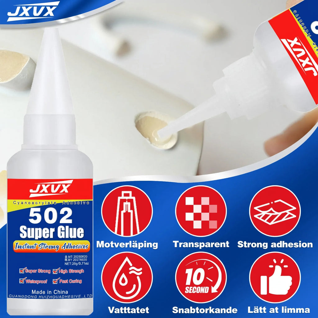 10-pack 502 Superlim Snabbtorkande Cyanoacrylat - Universellt Lim för Läder Gummi Glas Trä Metall