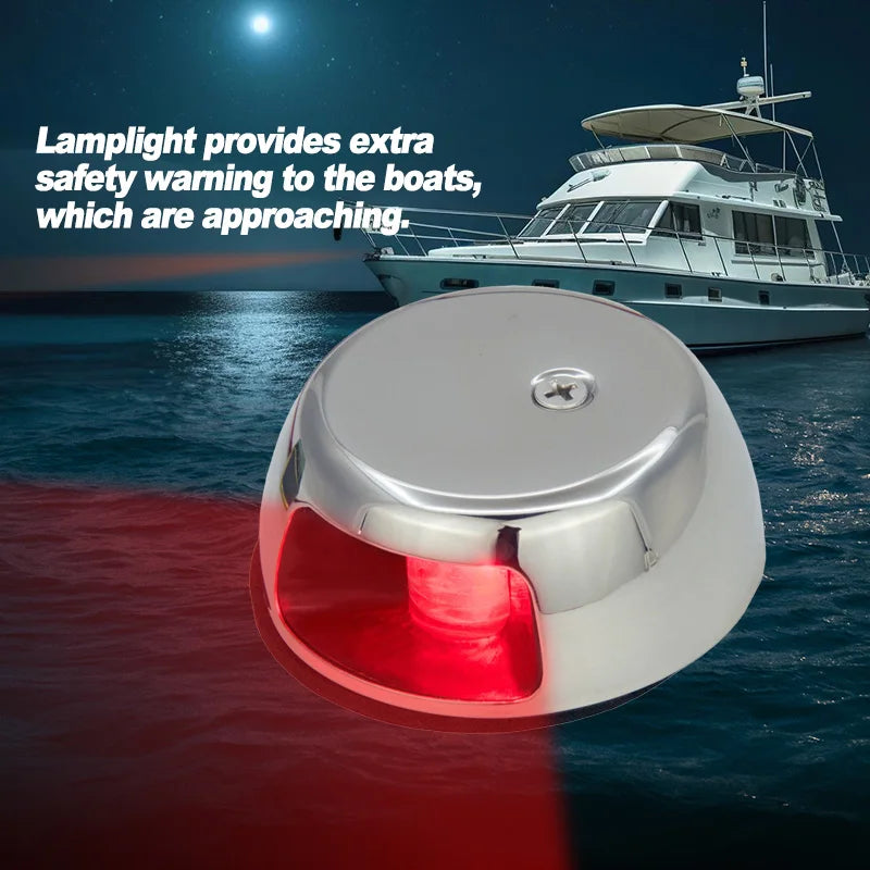 12V Marine LED Navigation Lights Stainless Steel Red Port & Green Starboard Side Lights Horizontal Mount