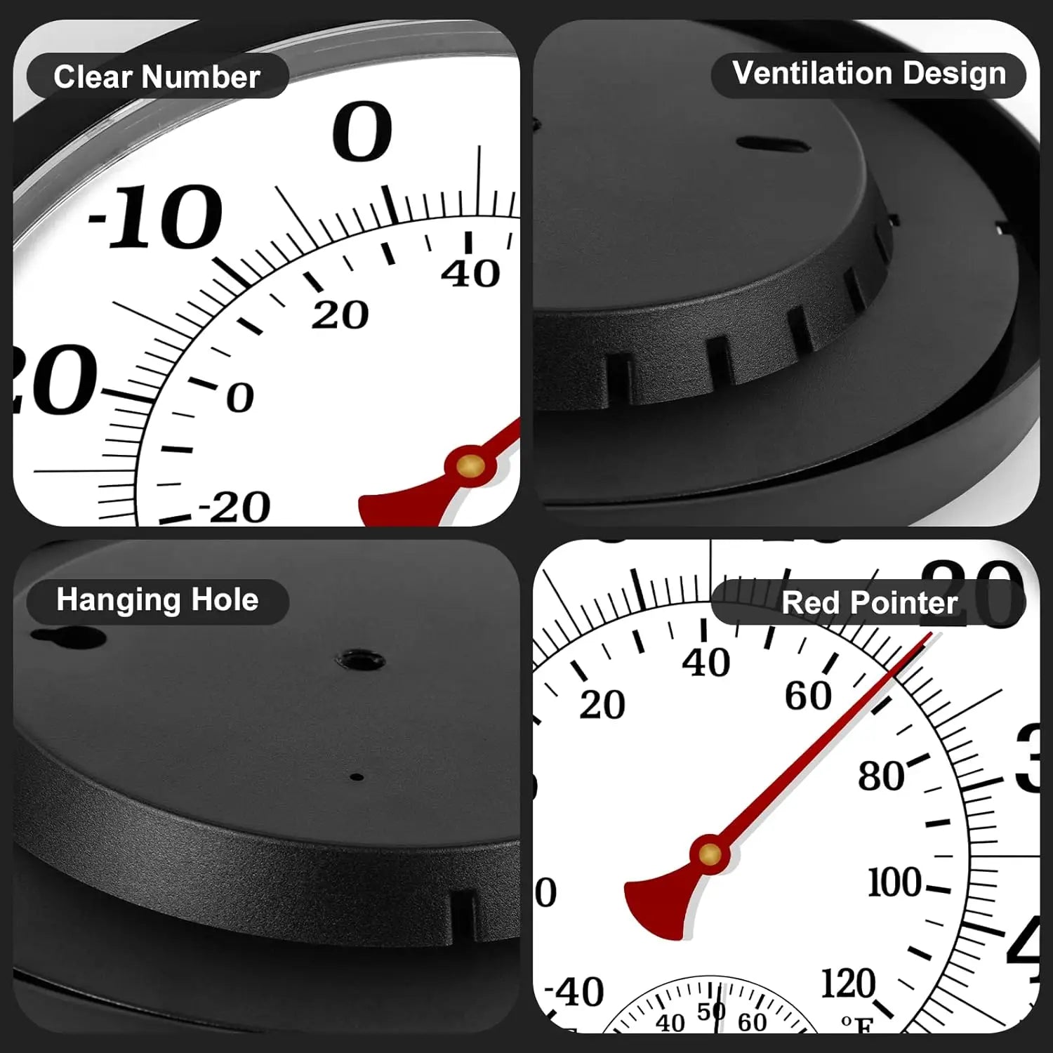 25CM Stor Termometer Hygrometer - Inomhus Utomhus Trädgård Väggmonterad