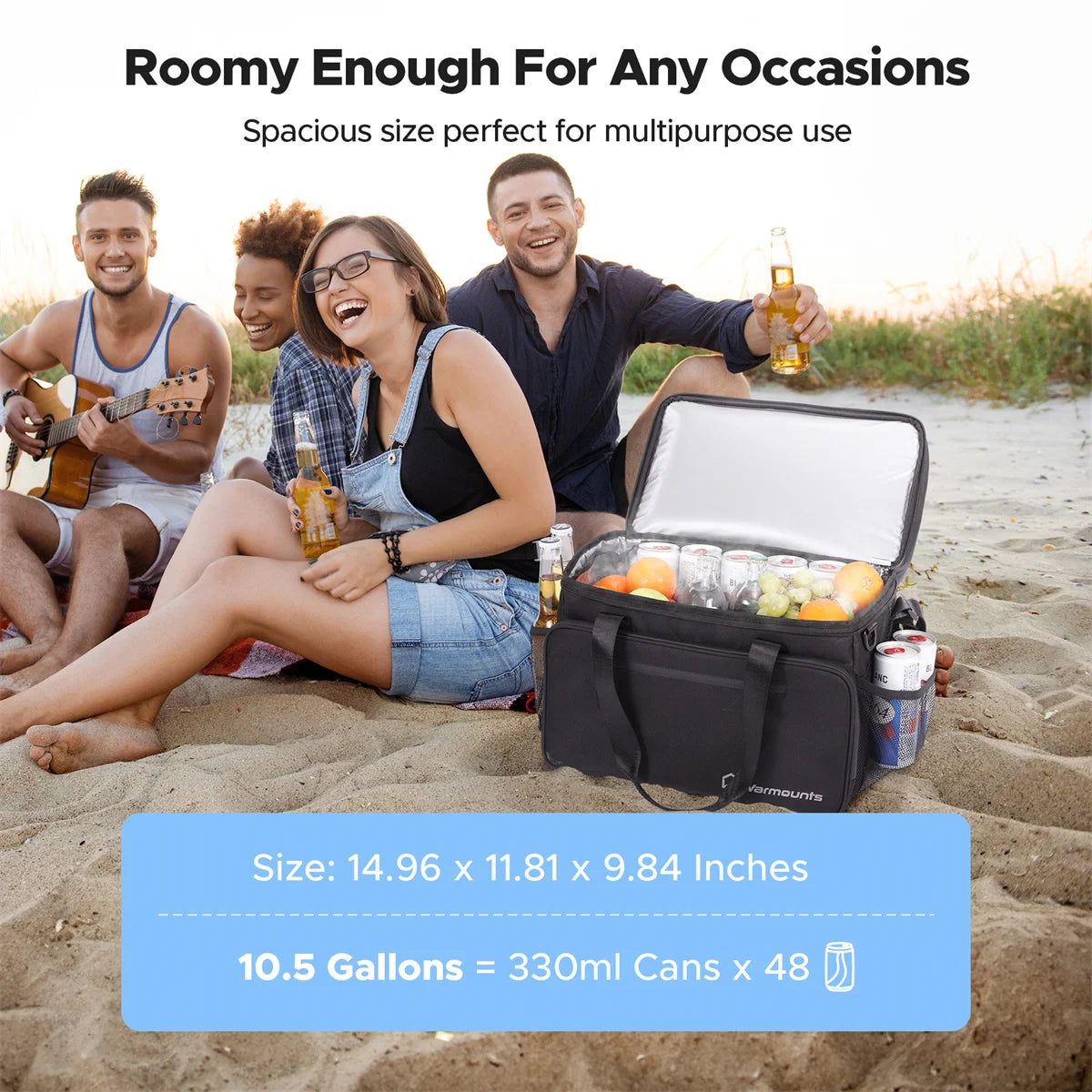 Isolerad Kylväska 48 Burkar – 2 Fack | Läckagesäker för Camping & Picknick