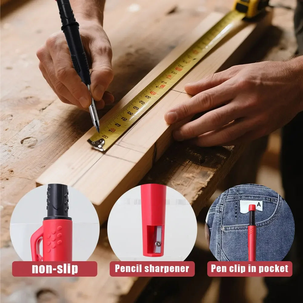Woodworking Pencil Card Set, Deep Hole Marking and Drawing, with 2.8mm Reliable and Durable Lead, for Carpenters Engineering