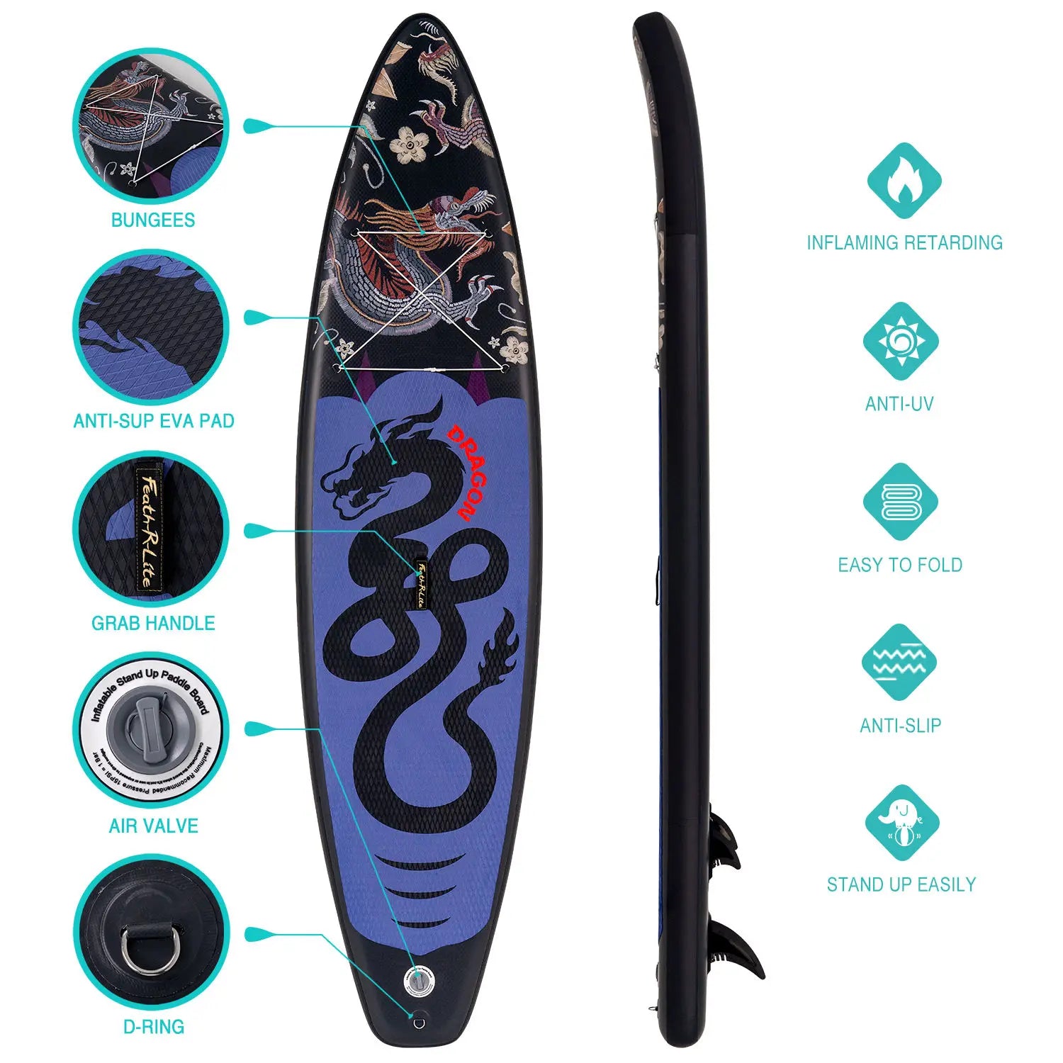 Uppblåsbar SUP-bräda 335cm - Komplett Set med Paddel, Pump & Tillbehör