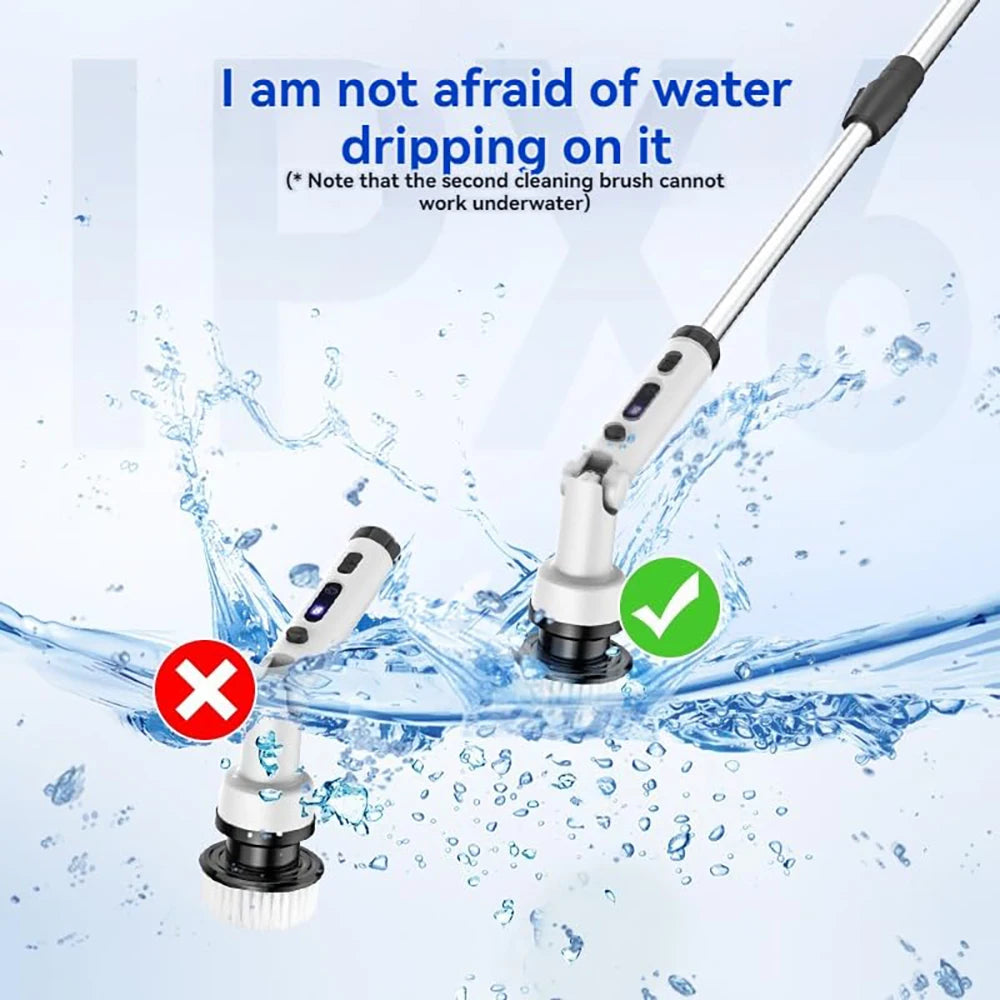 Trådlös Elektrisk Skrubber med 9 Utbytbara Huvuden – Dubbel Hastighet för Badrum & Hem