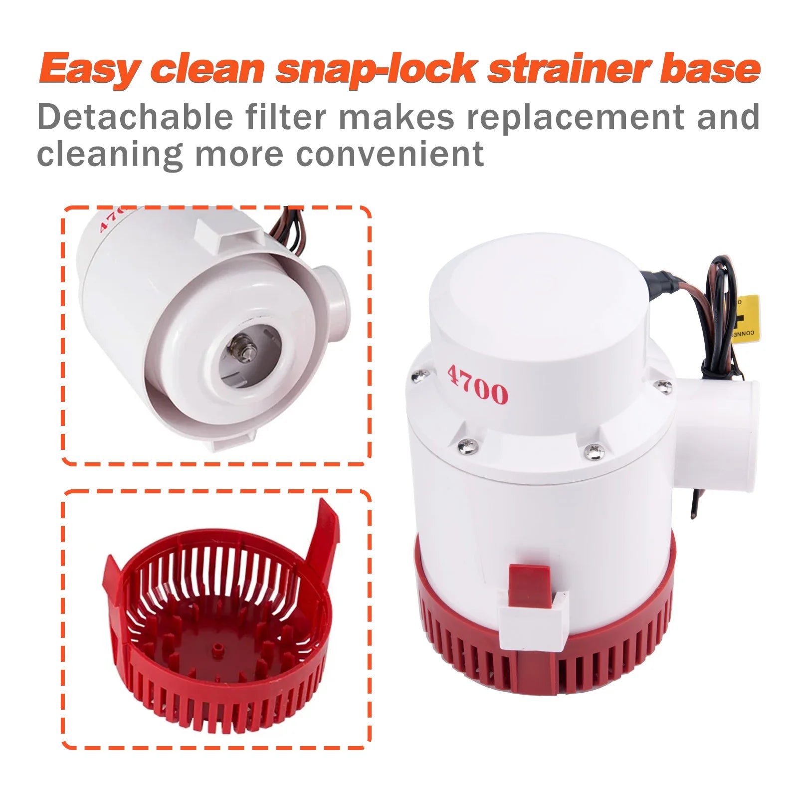 12V 4700GPH Marin Länspump Elektrisk Vattenpump för Båtar | Heavy Duty Nedsänkbar