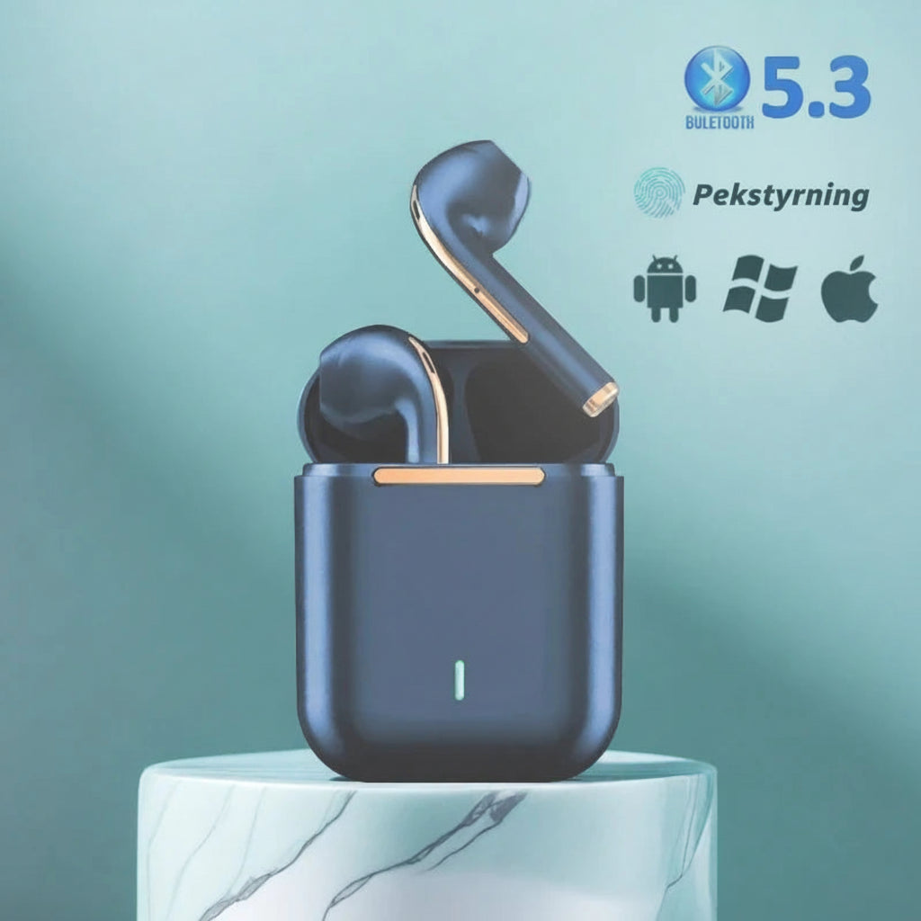 J18 TWS Premium Trådlösa Earbuds - Bluetooth 5.3 Hörlurar med Lång Batteritid och Noise Cancelling - För Gaming, Business & Sport.
