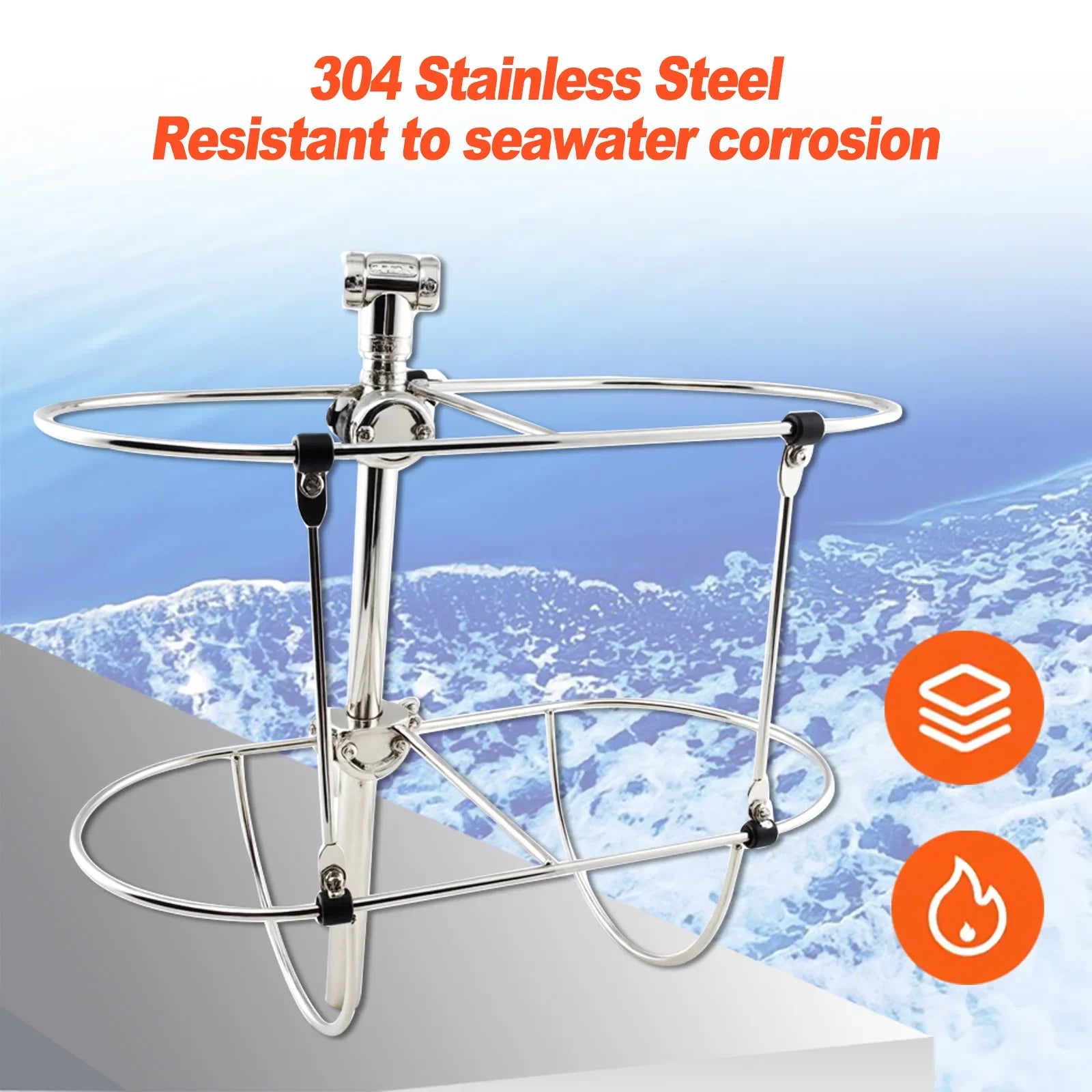 Rostfritt Stål Dubbel Fällbar Fenderhållare för Uppblåsbara Båtar – Passar 2 Fendrar 7 Tum