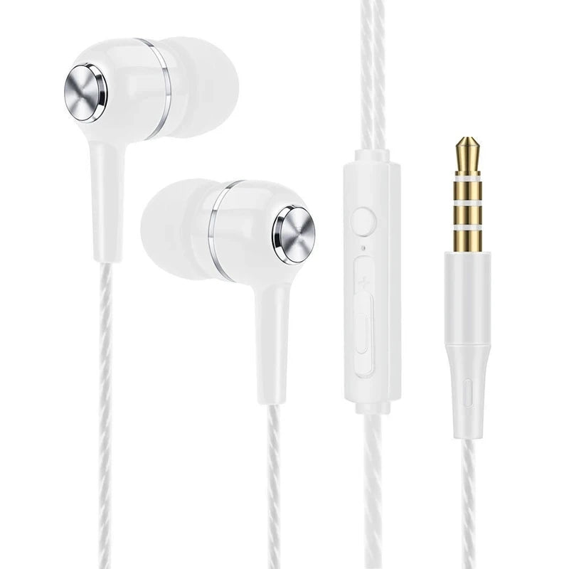 3.5mm Kabelanslutna Hörlurar - HiFi Stereo Bass In-Ear med Mikrofon & Kontroller