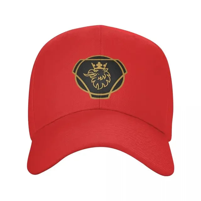 Sverige Lastbil Saab Scania Logo Keps - Andningsbar Dad Hat Snapback Red Baseball Cap