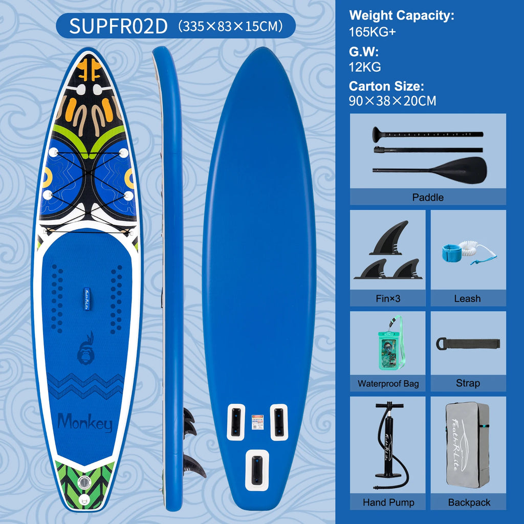Uppblåsbar SUP-bräda 335cm - Lätt Paddelbräda för Yoga och Touring