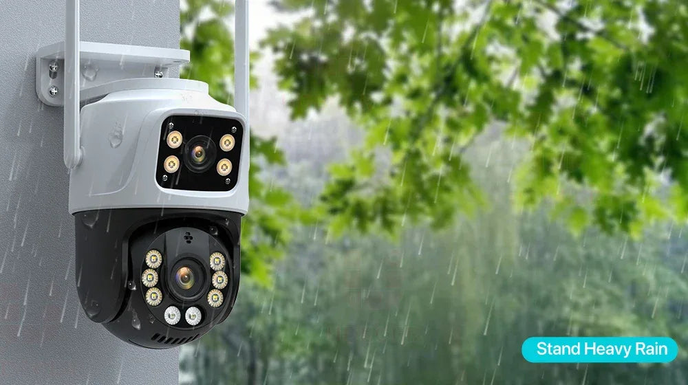 Dual Lens 360° WiFi Säkerhetskamera 8MP 4K Utomhus IP66 Vattentät PTZ Övervakningskamera