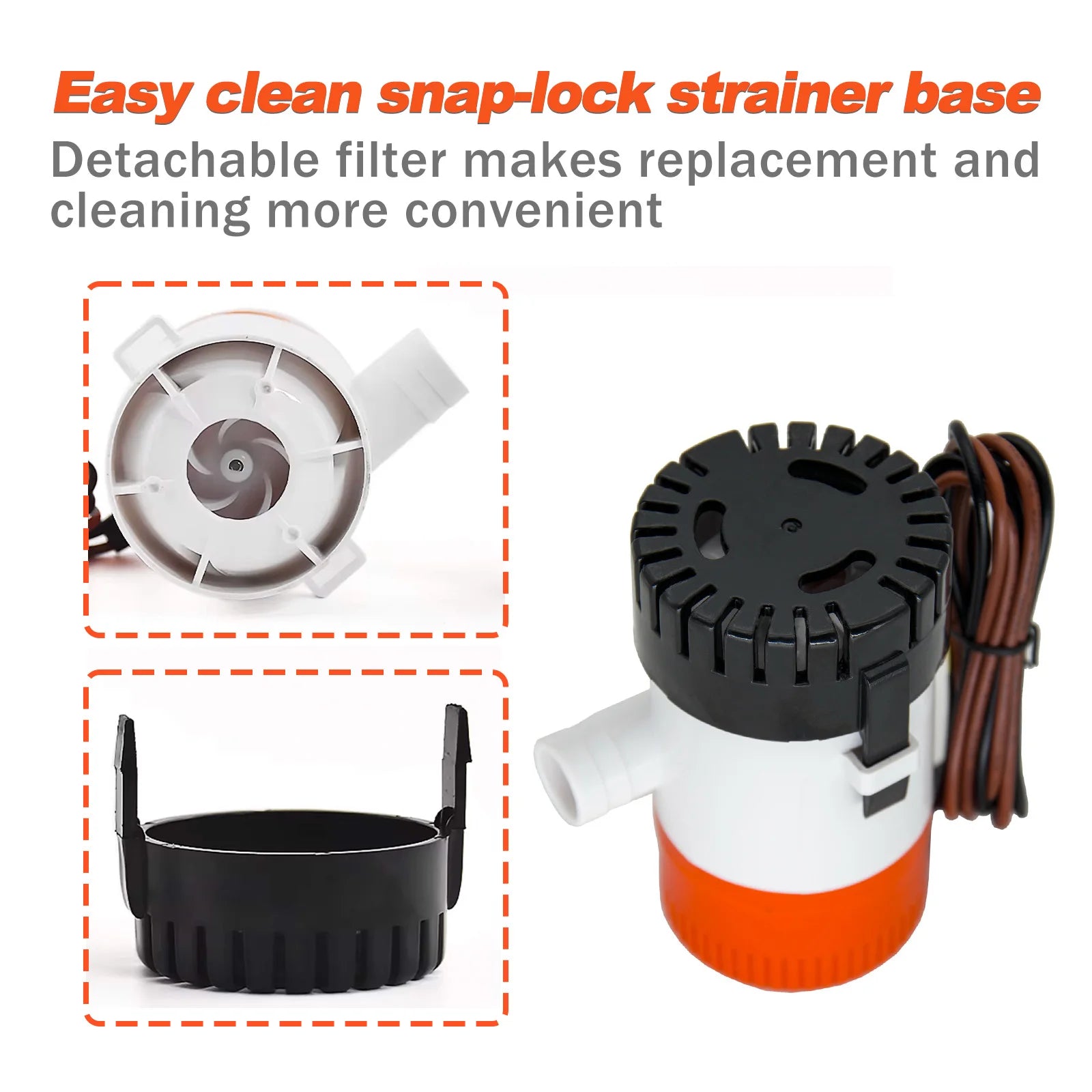 12V 750GPH Dränkbar Länspump | Marin & Husbil Vattenpump för Båtar, Yachter och Husbilar