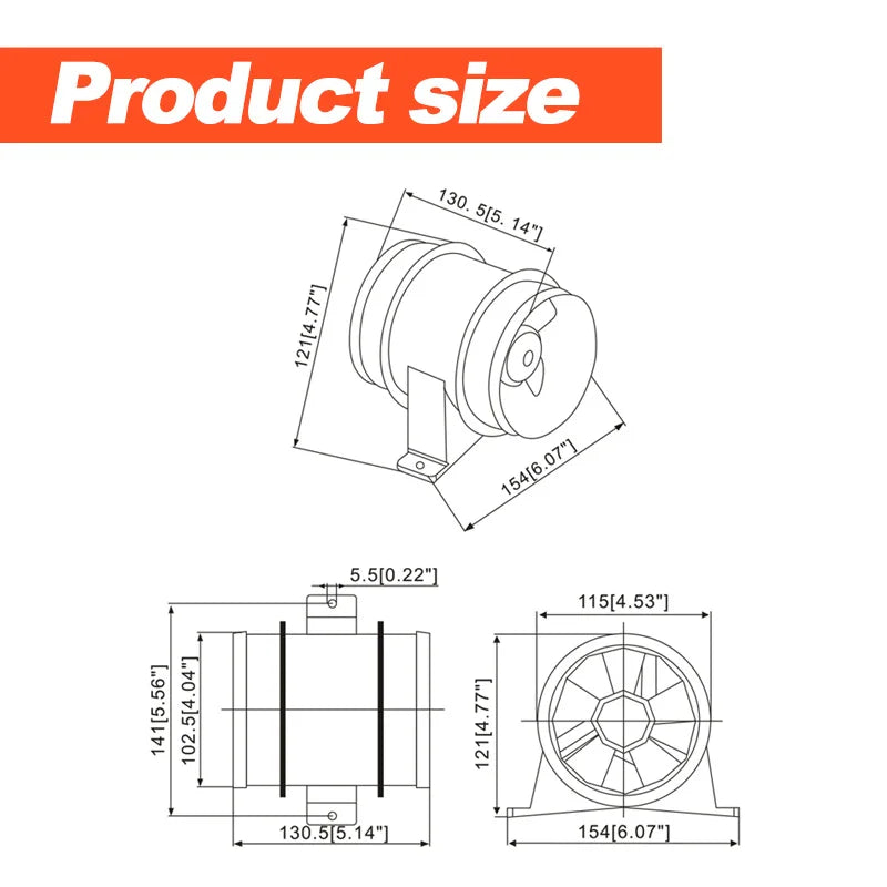 Länsfläkt 12V 4" In-Line 235CFM - Marin Båtfläkt för Motorrum och Kabytt Ventilation