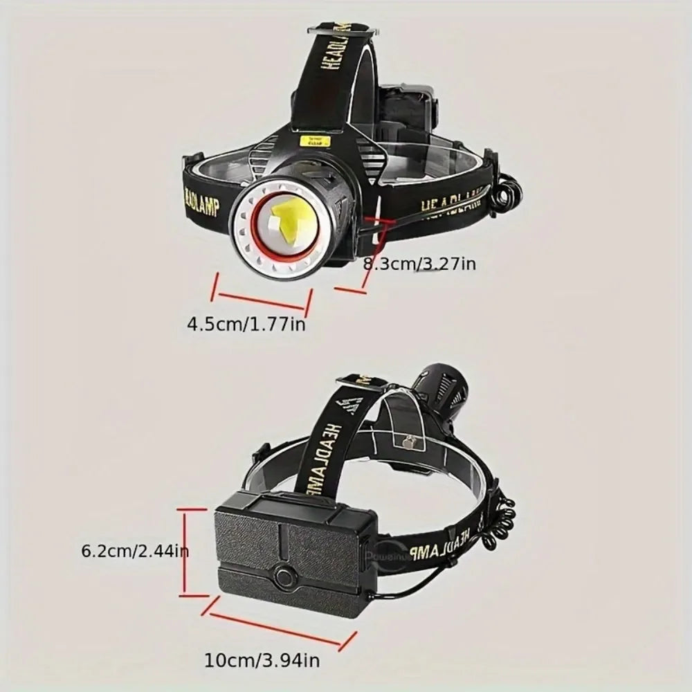 Kraftfull XHP360 LED Pannlampa - Uppladdningsbar Pannficklampa 2000 Lumen.