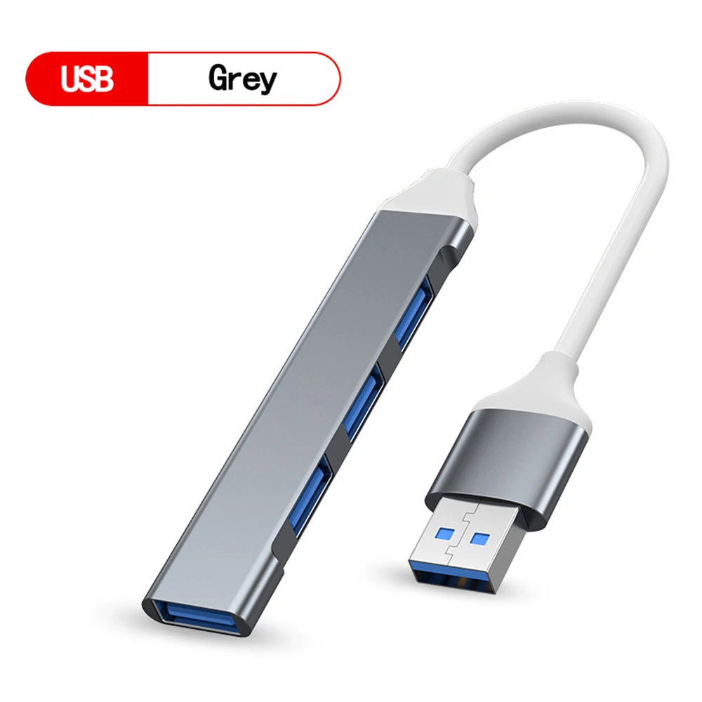 USB 3.0 Hub 4 Portar - Ultra High Speed Type-C Splitter 5Gbps - Universal Multi-Port för PC, Dator, Laptop & MacBook.
