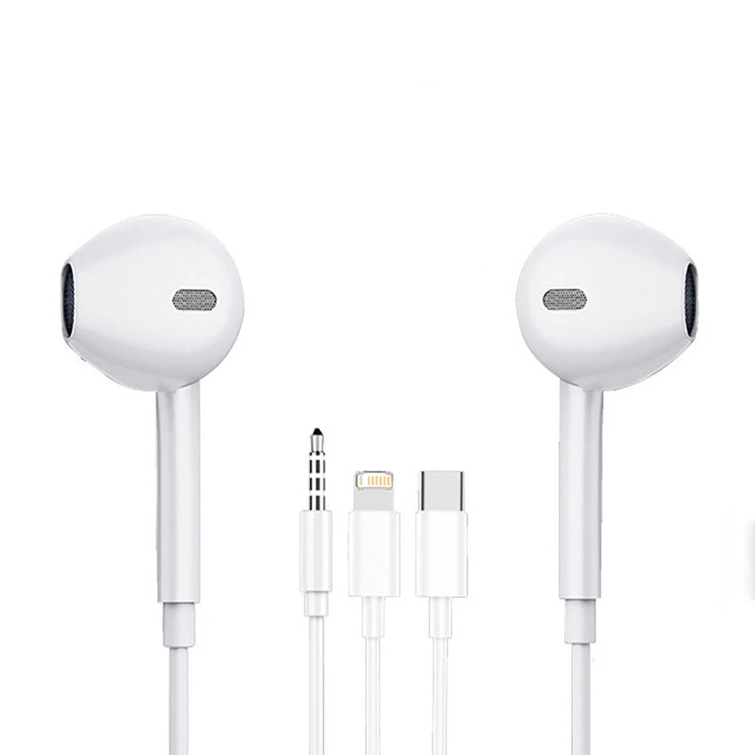 Kabelanslutna Hörlurar för iPhone 17 16 15 14 13 12 11 - Lightning/USB-C/3.5mm